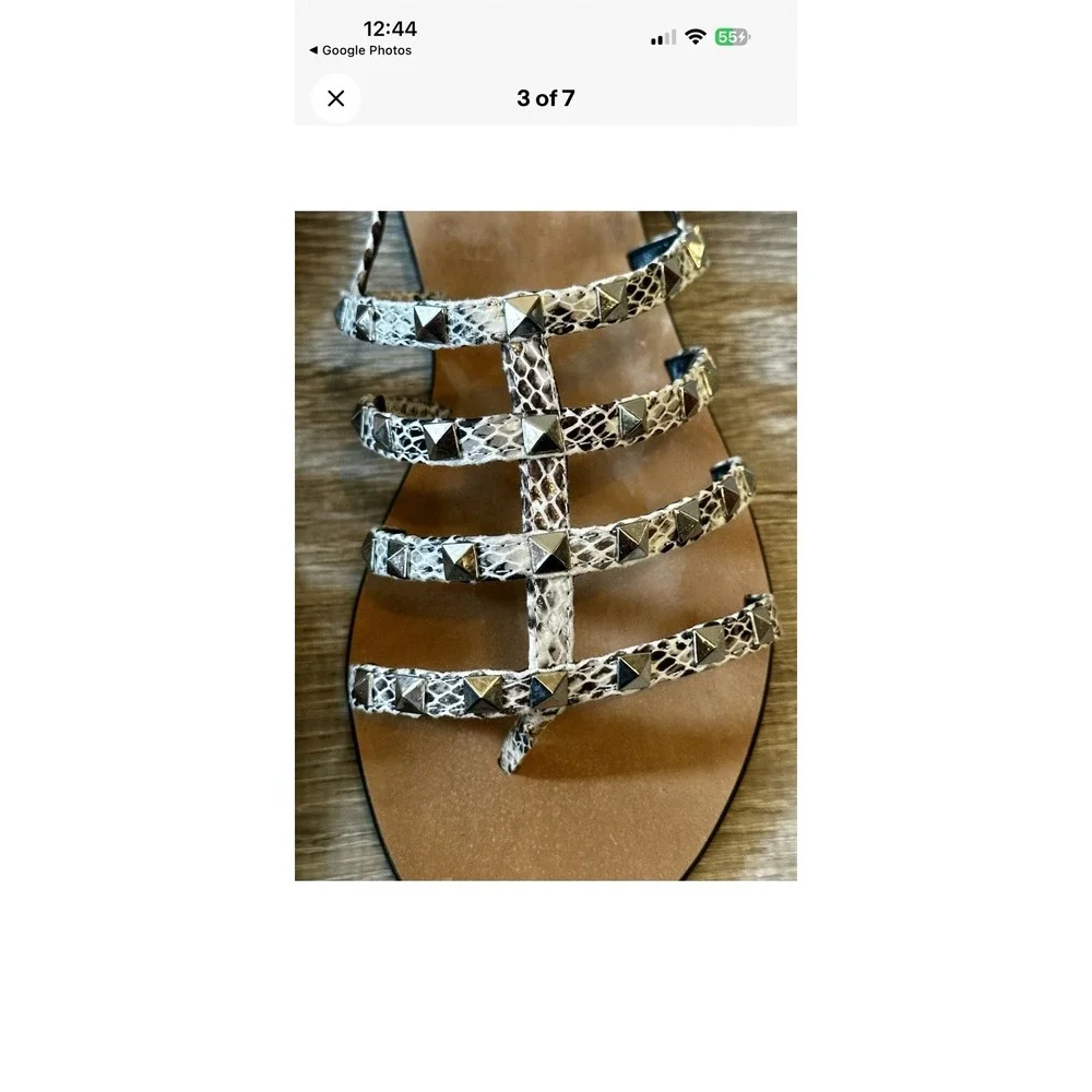 Gray Dune London Reptile Print Gladiator Sandals Katrine‎ Studded 36 US 5/5.5